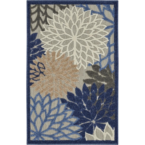 Palacedesigns 3 x 4 ft. Blue & Multi Color Large Floral Indoor & Outdoor Area Rug PA2627649 - main